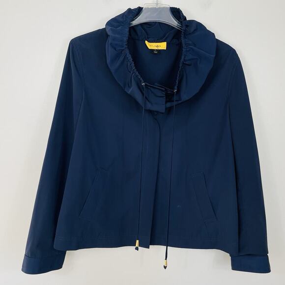 St. John Jackets & Blazers - St. John Funnel Neck Rain Jacket Windbreaker Size XL Navy Cowl Neck Lightweight